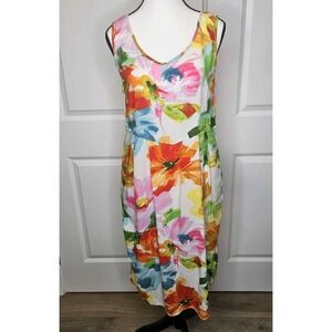 Jams World Sleeveless Dress Size‎ Small Knee Length Floral Pockets Hawaii